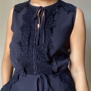 H&M Navy Blue Lace Romper Playsuit Jumpsuit, US 12